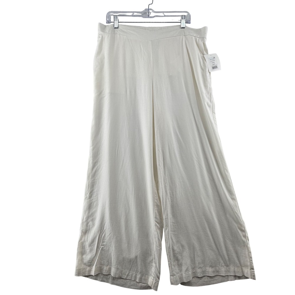 89th Madison Wide Leg Linen Blend Pants Women X-Large Salt Breeze White‎ Beach